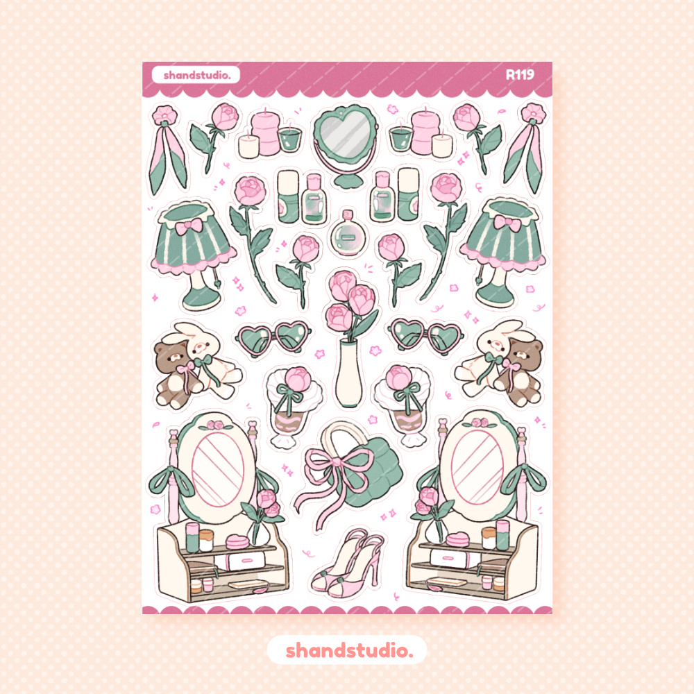 Cozy in Pink #1 Theme Sticker Sheet