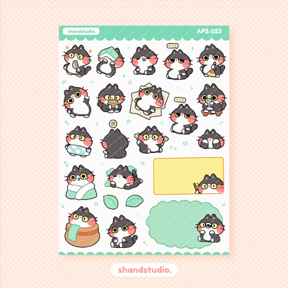 Anxious Black Cat Planner Sticker Sheet