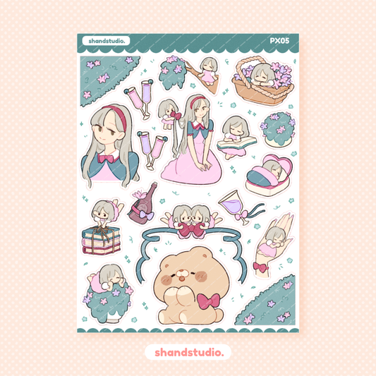 Teal Wine Pixies Sticker Sheet