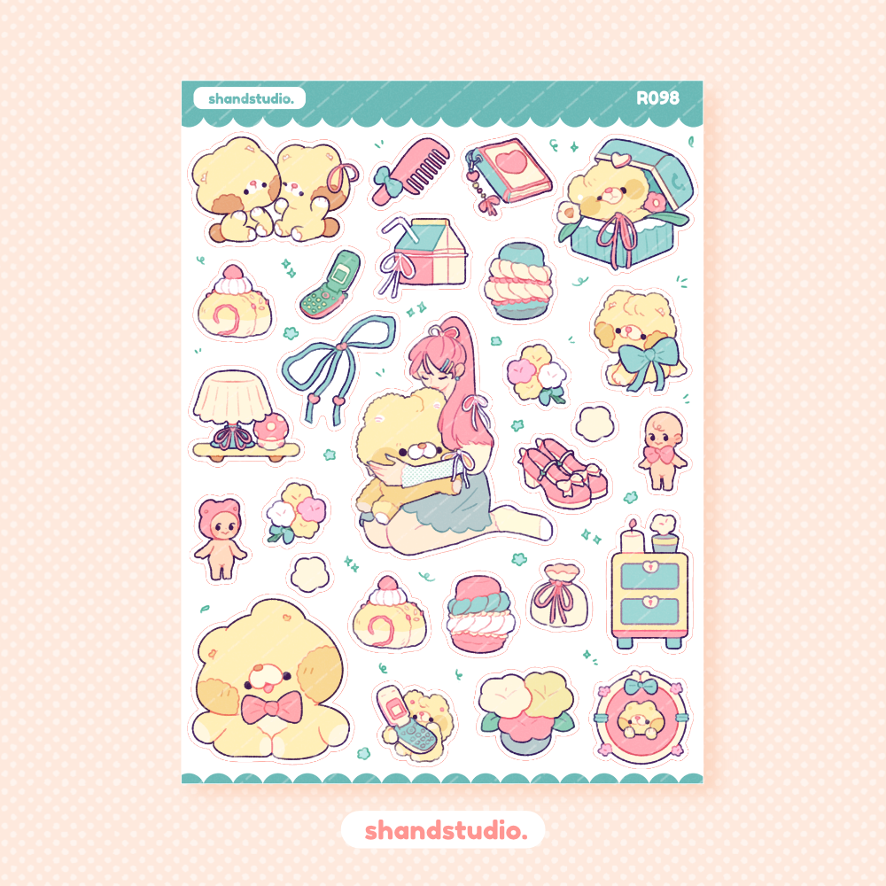 Pink Girly Pop Theme Sticker Sheet