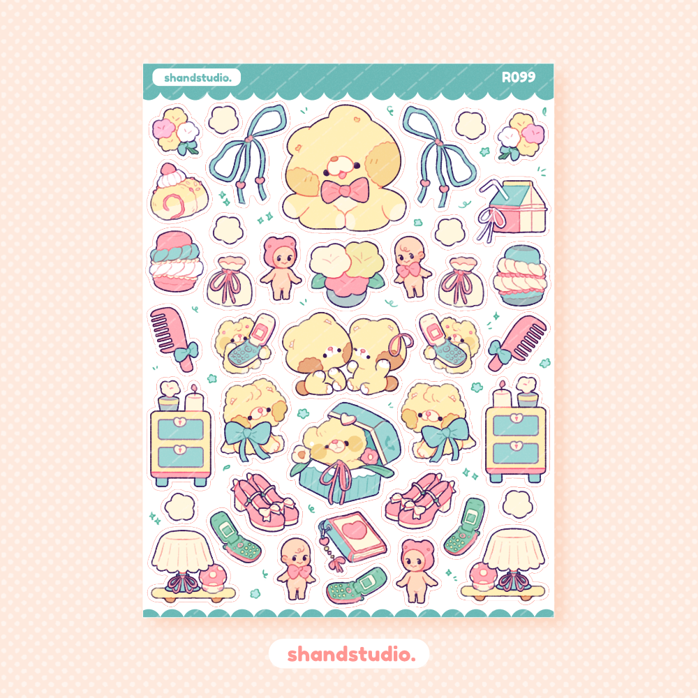 Pink Girly Pop Theme Sticker Sheet
