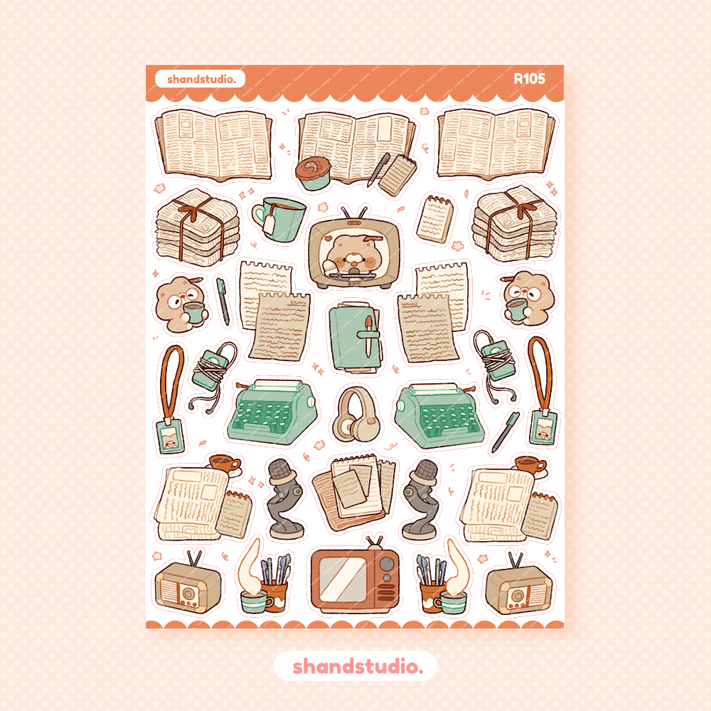 Bear Daily News Break Theme Sticker Sheet