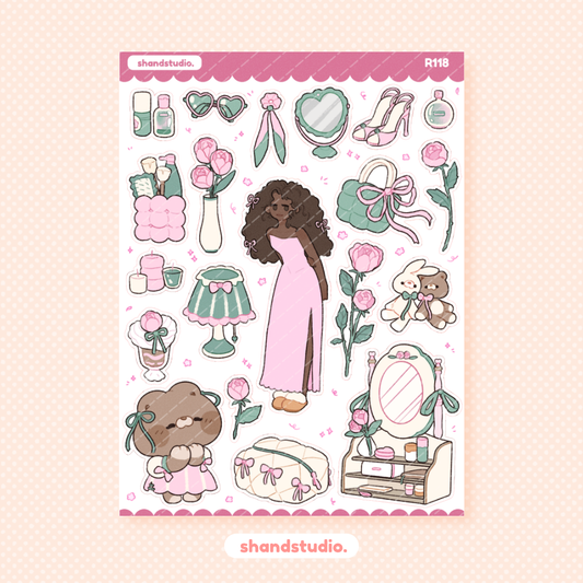 Cozy in Pink #1 Theme Sticker Sheet