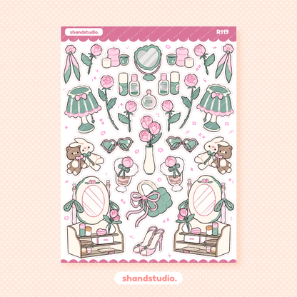 Cozy in Pink #1 Theme Sticker Sheet