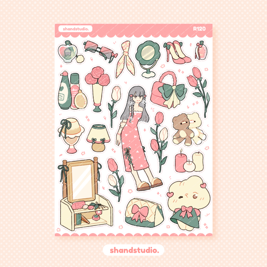 Cozy in Pink #2 Theme Sticker Sheet